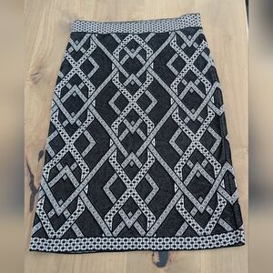 BCBGMaxAzria Black and White Geometric Pencil Skirt